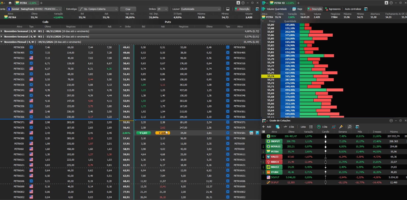 Plataforma Profit com setup gráfico configurado